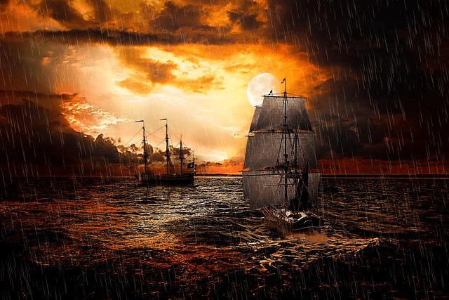 Llegada de los barcos en conquista de la Palma.