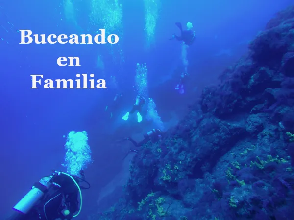 Muestra a una familia entera de buceadores en la Palma.